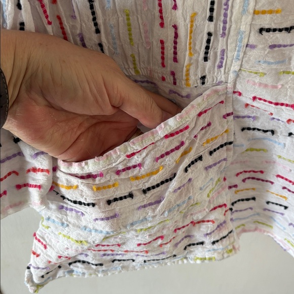 Habitat white cotton blouse with multicolored stripes Size Medium - Picture 4 of 9